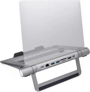 ClearClick 6-in-1 USB-C Portable Docking Station & Laptop Stand - 2X USB 3.0 Ports, HDMI, LAN Ethernet, SD Card Reader, MicroSD Card Reader, USB PD Charging