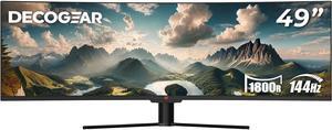 Deco Gear 49" Curved Ultrawide Gaming Monitor | 32:9 | 3840x1080 | 144Hz | 3000:1 | E-LED | 2 HDMI | 2 Display Port