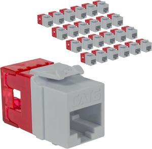 ICC CAT6 Keystone Jack for HD Style Wallplate or Patch Panel - RJ45 - UL Listed Ethernet Cable Connector - PoE++ Rated - Compatible with JackEasy Termination Tool - White - 25-Pack