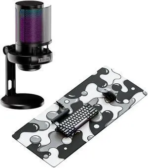 Kraken XXL Drip Black & White Mouse Pad Gaming Mousepad + Kraken Echo RGB Gaming Microphone