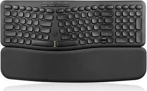 Perixx PERIBOARD-636B US, Wireless Ergonomic Compact USB Keyboard - Wireless 2.4G Technology - Build-in Number Pad - Detachable Wrist Rest - - Silent Typing - Black