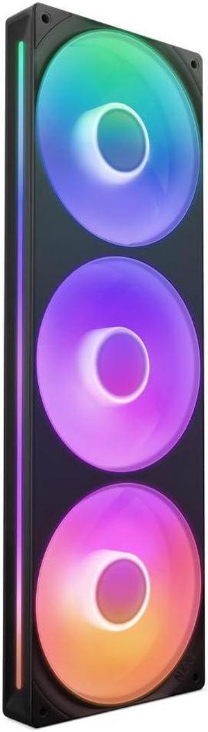 NZXT F360 RGB Core - 360mm Single-Frame Fan Unit with 3 x 120mm RGB Fans - Speed & Lighting Control - High Static Pressure & Airflow - Fluid Dynamic Bearings - 8 aRGB LEDs Per Fan - Black