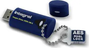 Integral 64GB Crypto-140-2 Dual Password 256-Bit Hardware 3.0 Secure Dual Password Drive - Certified to FIPS 19, Brute-Force Password Attack Protection & Rugged Triple-Layer Waterproof Design