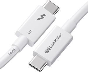 Cable Matters [Intel Certified] 80Gbps Thunderbolt 5 Cable with up to 120Gbps Bandwidth Boost and 240W Charging in White - 1m / 3.3ft, Compatible with Thunderbolt 4, USB 4 and USB-C
