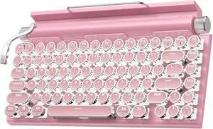 Acogedor Retro Typewriter Keyboard, Vintage with Blue Switches, Multi Device Mechanical Gaming Keyboard for Windows, Android, iOS