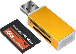 ANXILE HX64 GB Memory Stick Pro-HG Duo for PSP Camera Memory Card and a All in One Reader USB 2.0