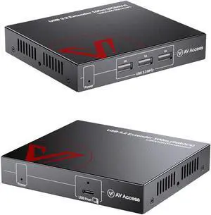 AV Access USB 3.0 Extender Over Ethernet Cat6a/7 100M/330FT, 4 USB 3.2 Ports 5Gbps for Long Distance Extension, USB-C Input, Plug&Play, No Driver, Supports All Operating System, HDbaseT PoC
