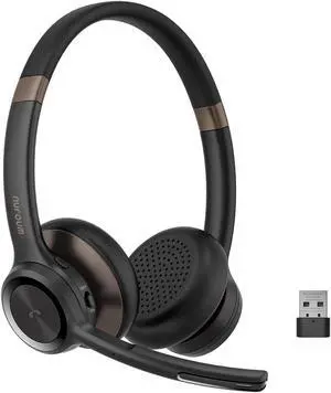 NUROUM Bluetooth Headset with Mic, Environmental Noise Canceling Microphones,On Ear Wireless Headset for PC/Computer/Mobile, Dongle/Bluetooth/USB for Zoom/Skype HP30
