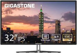 Gigastone 32 inch IPS LED Back Light Monitor 75Hz FHD 1920 x 1080, 178° Wide View Frameless Computer Monitor 5ms, Eye Care Technology, Ergonomic Tilt VESA Mount, HDMI VGA