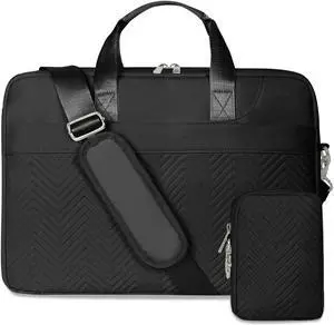 Laptop Briefcase for Women 15.6 Inch Waterproof Laptop Work Bag with Clutch Purse Computer Messenger Bag with Strap Large Capacity Business Work Travel College Bag Black