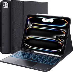 CHESONA for iPad Pro 13 Inch Case 2024 with Keyboard (M4) 2024, Magnetic Detachable Keyboard with Backlit, 2 Bluetooth Channels, Touchpad & Pencil Holder, Precise Cutouts Case for iPad Pro 13'', Black