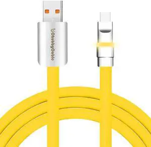 chubbycable Neon Chubby - Fast Charge Cable with Smart Light RGB Color Gradual Light Up LED USB Charging Cable, Yellow, USB-A to Type-C, 16.4 FT