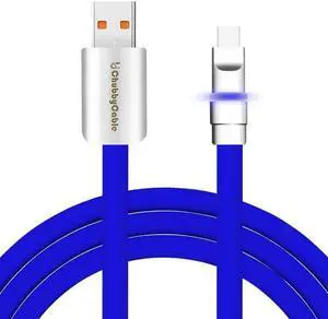 chubbycable Neon Chubby - Fast Charge Cable with Smart Light RGB Color Gradual Light Up LED USB Charging Cable, Dark Blue, USB-A to Type-C, 19.6 FT