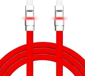 chubbycable Neon Chubby - Fast Charge Cable with Smart Light RGB Color Gradual Light Up LED USB Charging Cable, Red, Type-C to Type-C, 13.1 FT