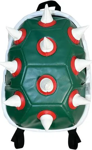 Bowsette Koopa Cosplay Props White Spiked Laptop Backpack, 14 Inch,Green Turtle Shell Cosplay Backpack