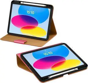 DTTO for iPad 10th Generation Case 10.9 Inch 2022 with Pencil Holder, Premium Leather Business Folio Stand Smart Cover, Auto Wake/Sleep, Magnetic Clasp, Multiple Angles, Rose Pink