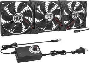 Eiovnur Big Airflow 3 x 120mm 14'' Computer Fan with AC Plug, AC 110V to 240V Variable Speed Fan, for Small DIY Project Cabinet Chassis Machine Server Workstation Greenhouse Garage Cooling