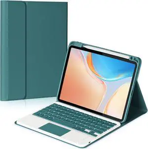 Eisuiyi Keyboard Case for iPad 10th gen 10.9inch 2022/ iPad (A16) 11th gen 11inch 2025, Detachable Touchpad BT Keyboard, Magentic Protective Cover with Pencil Holder, Full Protection, Dark Green