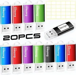 USB 2.0 Flash Drive 8GB-20Pcs, High-Speed Photo USB Stick Memory External Data Storage Thumb Drive Compatible for PC and More Devices,Easy to Carry(30pcs Stickers)