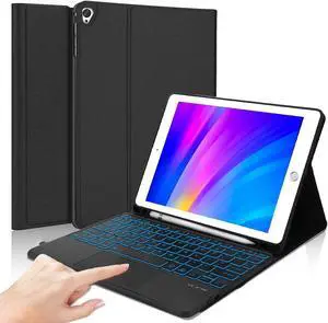 FARYODI Keyboard Case for iPad 9th Generation 2021 10.2 Inch, Multi-Gesture Smart Touchpad, Magnetic Detachable Keyboard, Keyboard Cases with S-Pen Holder for iPad 9th Gen/8th Gen/7th Gen-Black