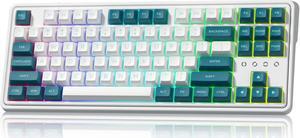 FL ESPORTS 75% Keyboard, Wireless Gaming Keyboard, 3-Modes Creamy Mechanical Keyboard Hot-Swap, 87 Key RGB Keyboard with Pre-lubed Linear Switch for PC/Tablet/PS/Xbox (Green)
