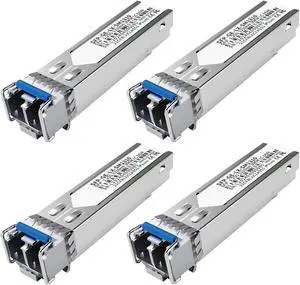 4Pack 1.25G SFP LC Module 1000Base-LX Single-Mode Transceiver (SMF, 1310nm, 20km, DDM) - Compatible with Cisco GLC-LH-SMD, Ubiquiti UniFi, Meraki, Fortinet, Mikrotik, TP-Link, Netgear, Aruba and More 4Pack 1.25G SFP LC Module 1000Base-LX Single-Mode Transceiver (SMF, 1310nm, 20km, DDM) - Compatible with Cisco GLC-LH-SMD, Ubiquiti UniFi, Meraki, Fortinet, Mikrotik, TP-Link, Netgear, Aruba and More