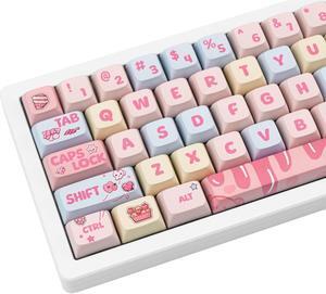 GEKUCAP Custom Keycaps, 133 Keys Creamy Strawberry Cute Keycaps, Dye Sublimation PBT Key Caps XDA Profile Keycaps Set for Cherry Gateron MX Swithes Mechanical Gaming Keyboards