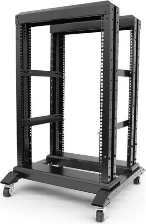 15U Server Rack/4-Post 19in Network Rack/Open Frame Rack with Wheels, Heavy-Duty Frame Cabinet/Adjustable Depth 15.75-13.75in GLOBALRACK(4POST-600-15U)