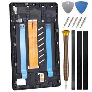 Full Screen with Screen Frame for Samsung Galaxy Tab A7 Lite Tab A7 Lite Wi-Fi SM-T220 LCD Display Touch Digitizer Screen Replacement with Tool Kit and Adhesive (WiFi Version) Black 8.7"