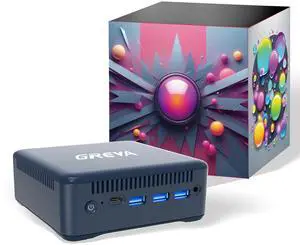 GREVA Mini PC Intel 12th Alder Lake N100 (up to 3.4GHz) 16GB RAM 512GB M.2 SSD Mini PC Computer 4K UHD,2024 Mini Desktop PC Windows 11, 3 HDMI, Gigabit Ethernet, 5G WiFi 6 BT5 for Business Office Home