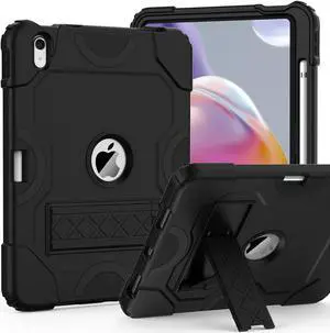 Grifobes for iPad 11-inch (A16) 2025 / 10th Generation Case 10.9 inch 2022, iPad 11th / 10th Case with Pencil Holder Heavy Duty Rugged Protective Cover with Kickstand for Girls Kids Black