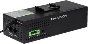 LINOVISION DC12V POE Injector with DC 12 Volt to POE 24V/48V Voltage Booster, POE for Solar/Vehicle, or act as UPS POE Switch Supports AC110V Input and Backup Battery, Stopless POE Power Supply