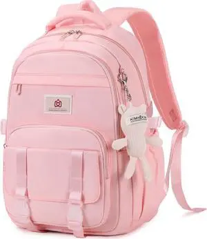College Backpack Laptop Backpacks 15.6 Inch for Men Women Elementary Middle High School Book Bag For Teens Girls Boys Student Anti Theft Travel Daypack Large Bookbags-Pink