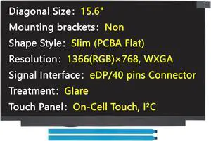 JHK JIEHONGKE New Screen Replacement for NT156WHM T04 V8.0, NT156WHM-T04 V8.4, eDP/40 pins Connector, HD 1366x768, On-Cell Touch, LCD LED Laptop Display Panel