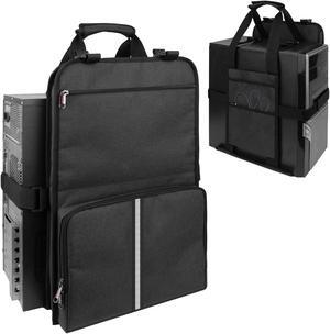 Kingshion Portable Pc Case with Handle, Desktop Computer Case Belt Holder with Pockets for Keyboard,Cable, Headphone, Ideal for Transporting On The Go - Dark Grey
