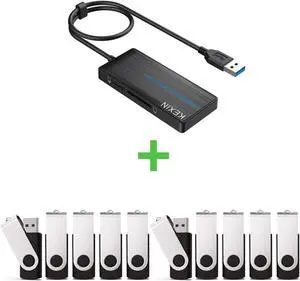 KEXIN Flash Drive 32GB Thumb Drive 10 Pack + KEXIN USB Hub 3.0 USB Splitter