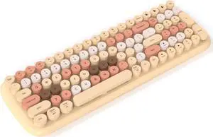 KNOWSQT Bluetooth Keyboard - Milktea Colorful Multi Device Wireless Typewriter Keyboards - Round Keycaps 100 Keys Cute Keyboard for Windows, Laptop, PC, Tablet, iPad, iPhone, Chrome