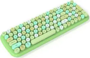 KNOWSQT Bluetooth Keyboard - Green Colorful Multi Device Wireless Typewriter Keyboards - Round Keycaps 100 Keys Cute Keyboard for Windows, Laptop, PC, Tablet, iPad, iPhone, Chrome