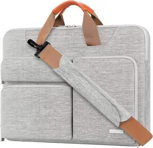 Lacdo 360° Protective Laptop Shoulder Bag, 14 inch Laptop Bag for 14 inch New MacBook Pro M4/M3/M2/M1 Chips Pro Max A3112 A3401 A3185 A2918 A2992 A2779 A2442 2024-2021 Computer Messenger Bag, Gray