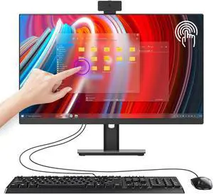 LCOEVOI All-in-one Desktop Computer with Touchscreen Control, R7-3700U Quad Core 16G RAM 512G SSD ROM, Liftable Arm Rotatable Monitor WiFi Bluetooth Connection PC Desktop for Home Study Office Gaming