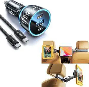 LISEN 170W GaN Car Charger with Headrest Tablet Mount