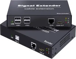 KVM Extender Over Cat5e/Cat6USB×4 for Keyboard & Mouse & Print & U Disk1080P@30HzWin/Mac/Linux394 ft/120 mPlug & Play