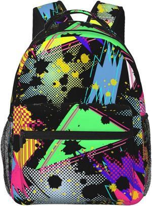 MANQINF Retro 80s 90s Backpack,Cute Bookbags Laptop Bag Shoulder Bags Travel Hiking Camping Daypack for Men Women