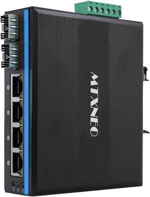4 Port Din-Rail Gigabit Ethernet Switch with 2 SFP Ports Industrial Fiber Optic Switch IP40 Rated Unmanaged Fiber Converter -40 to 176deg