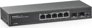 MokerLink 5 Port 2.5Gigabit Ethernet Switch with 2x10G SFP Slot, 5 x 2.5G Base-T Ports, VLAN Isolation, Metal Unmanaged Fanless Small Network Switch
