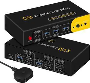 HDMI kvm Switch 2 Monitors 2 Computers Dual Monitor kvm Switch,8K@60HZ, 3*USB3.0&1*USB C, KVM switches 2 Computers 2 Monitors 1 Monitors(USB3.0+8KHDMI) HDMI kvm Switch 2 Monitors 2 Computers Dual Monitor kvm Switch,8K@60HZ, 3*USB3.0&1*USB C, KVM switches 2 Computers 2 Monitors 1 Monitors(USB3.0+8KHDMI)