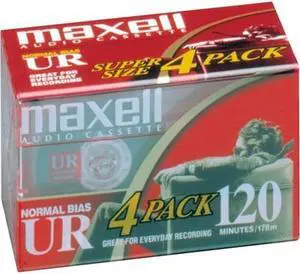 Consumer Electronic Products MAXELL UR-120 Blank Audio Cassette Tape -4 pack Supply Store