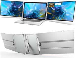 Oiiwak Two Laptop Screen Extender 14 Inch FHD 1200P 16:10 IPS Triple Monitor for 13-16" Notebooks Plug-Play Compatible with Windows 10/11 Featuring Type-C/HDMI/USB-C