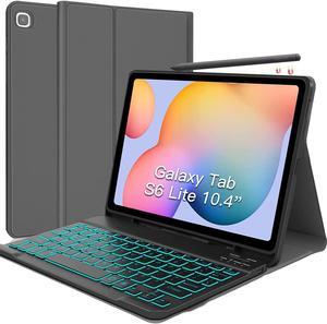 Galaxy Tab S6 Lite Case with Keyboard - Detachable 7 Color Backlit Keyboard - Protective Stand Cover with S Pen Holder for Samsung Galaxy Tab S6 Lite 10.4 inch 2022/2020(SM-P610/P615/P613/P619)