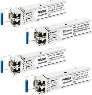 4Pcs 1.25G SFP Single Mode Industrial Grade Fiber Module Network Transceiver, LX SM1310nm 20km DDM, LC Duplex Interface